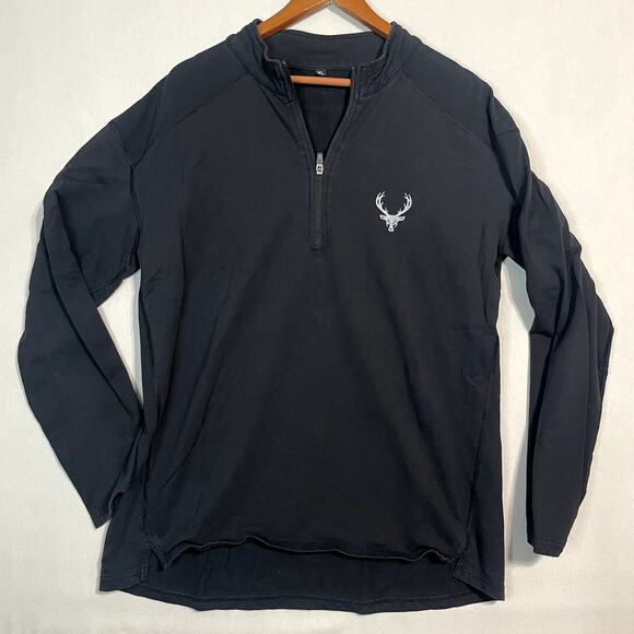 Bucked Up Men's‎ 1/4 Zip Pullover Fleece Sweatshirt Black- Size XL - Picture 2 of 11